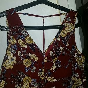 Burgundy Colored With Flowers